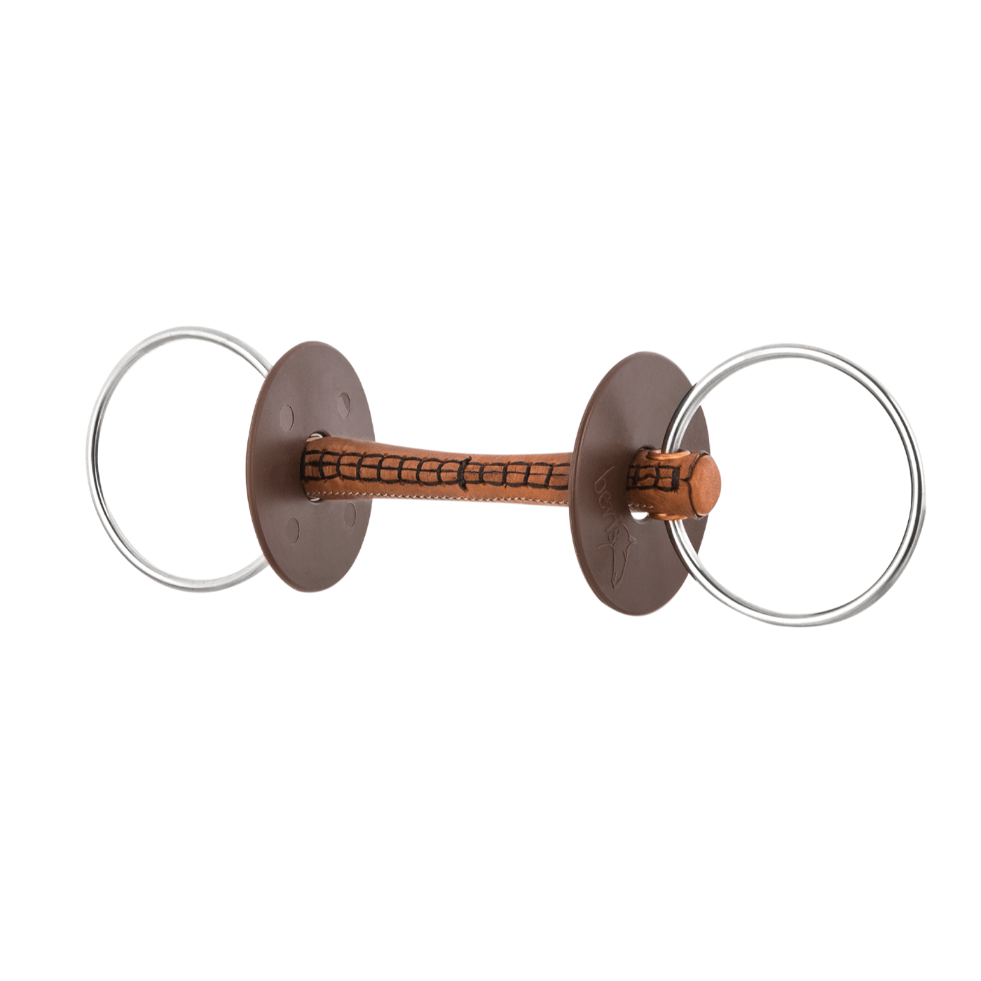 Beris Horse Hard 7 5cm Ring Loose Snaffle Bit With Leather Bar For Sensitive