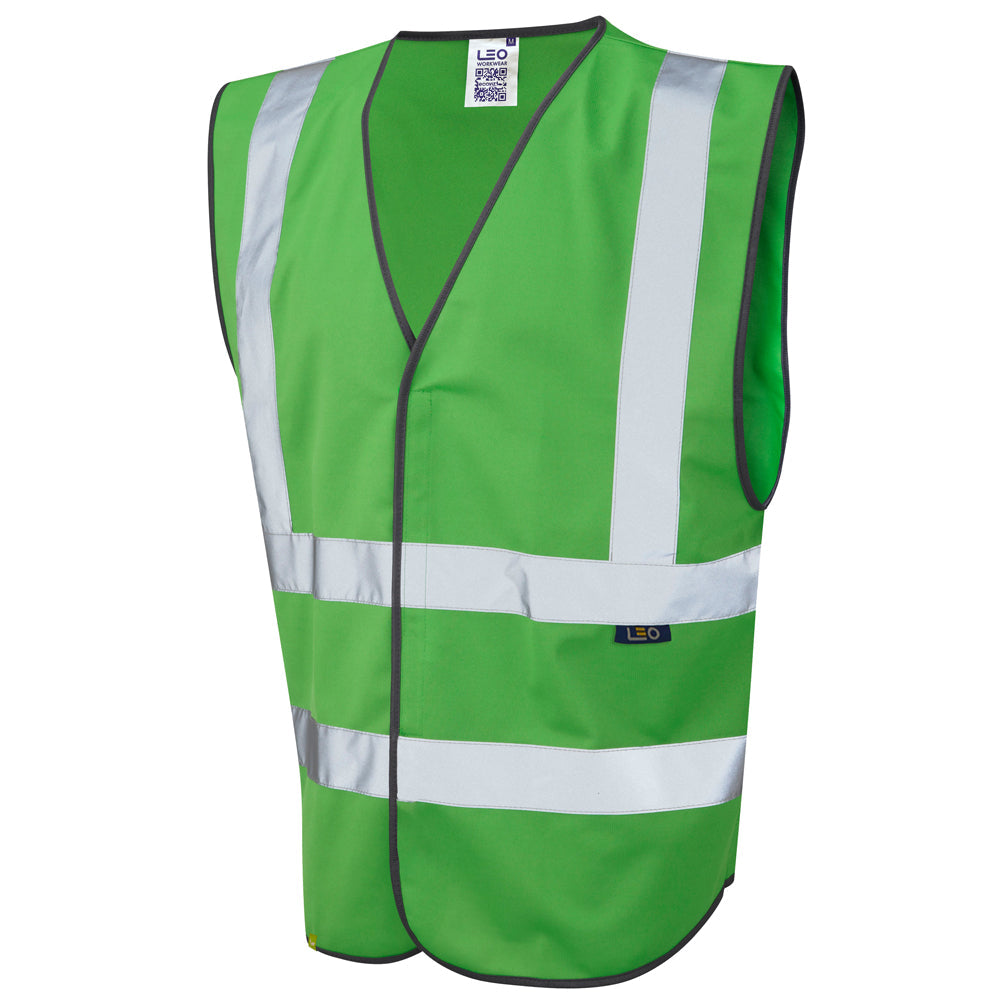 Leo Workwear EcoViz Reflective Waistcoat Green Recycled Polyester XS-4XL