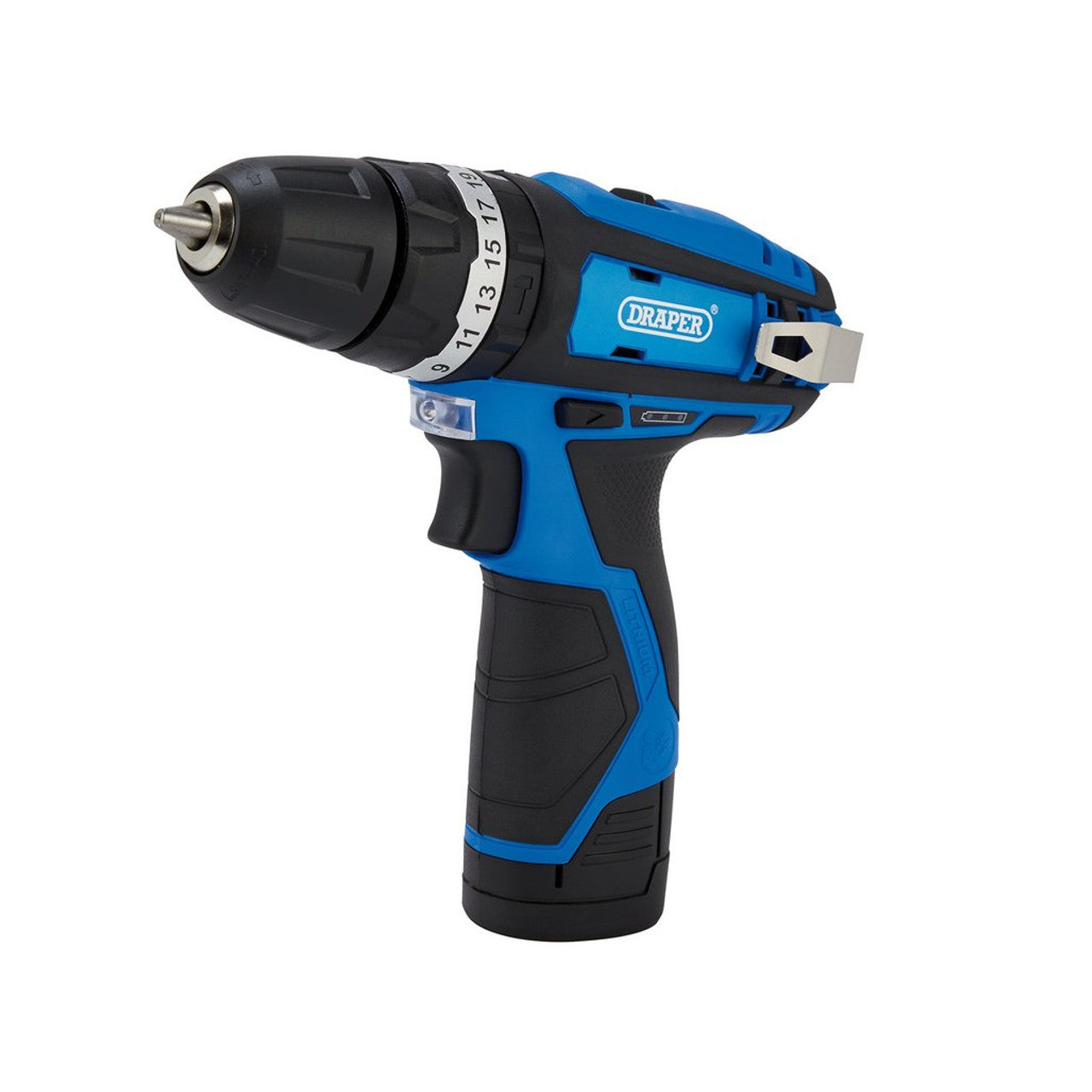 Draper 12V Combi Drill with 1.5Ah Battery and Fast Charger, LED Light, 21 Torque
