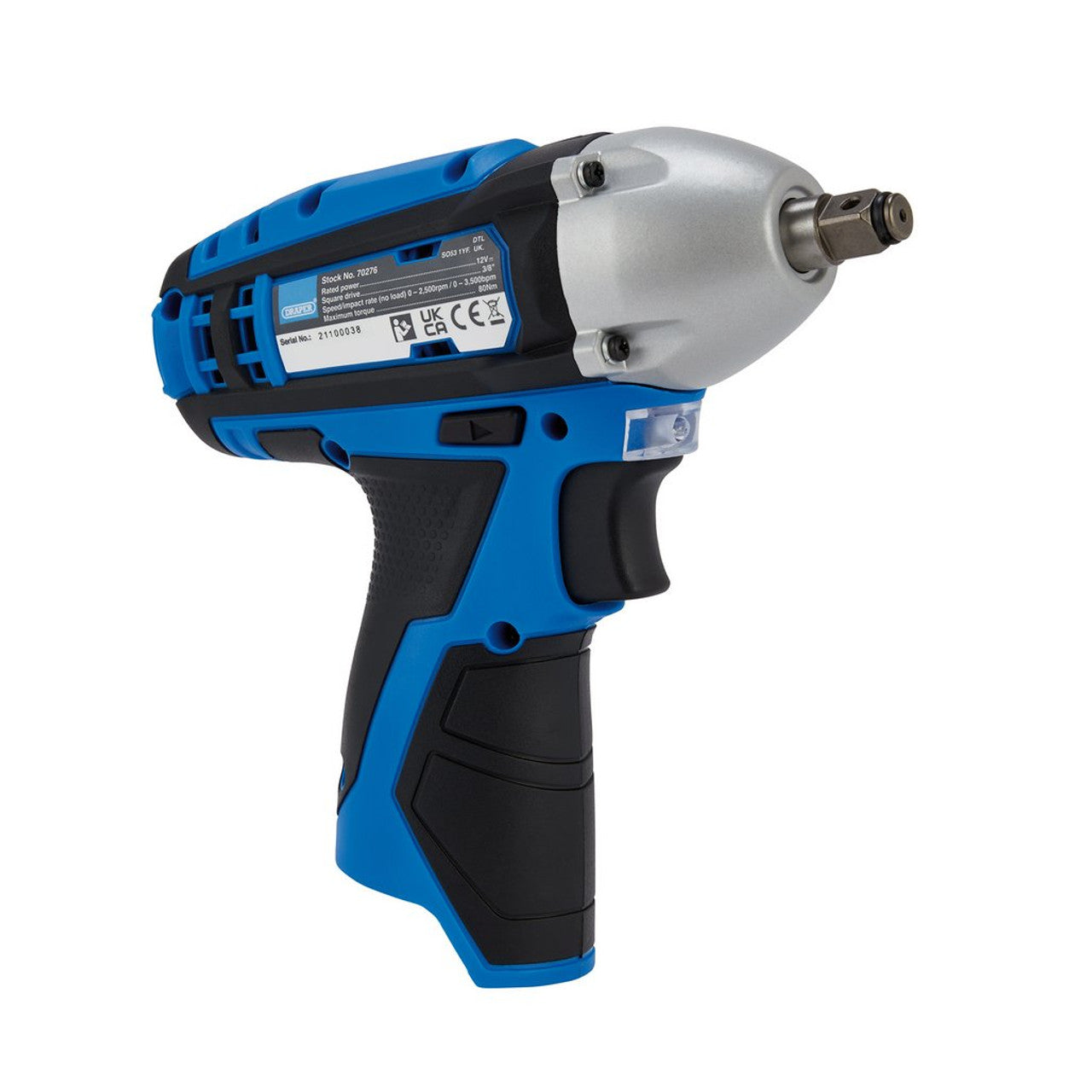 Draper 12V Impact Wrench 3/8" Sq. Dr. Cordless Variable Speed LED Worklight