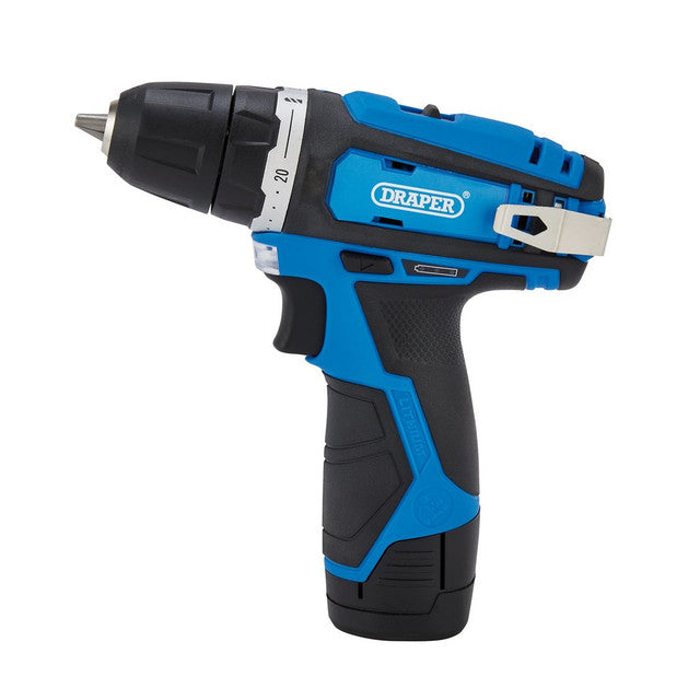 Draper 12V Cordless Drill Driver with 1.5Ah Battery & Fast Charger, 21 Torque