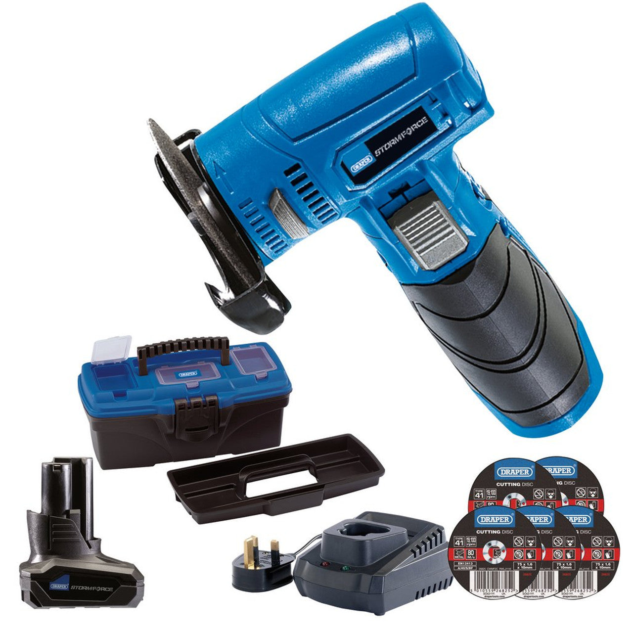 Draper Storm Force 10.8V Cordless Angle Grinder Cut-Off Tool Kit with Battery