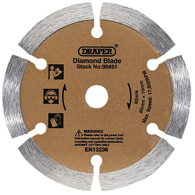 Draper Tools 85mm Segmented Diamond Blade for Concrete Bricks Stone Cutting