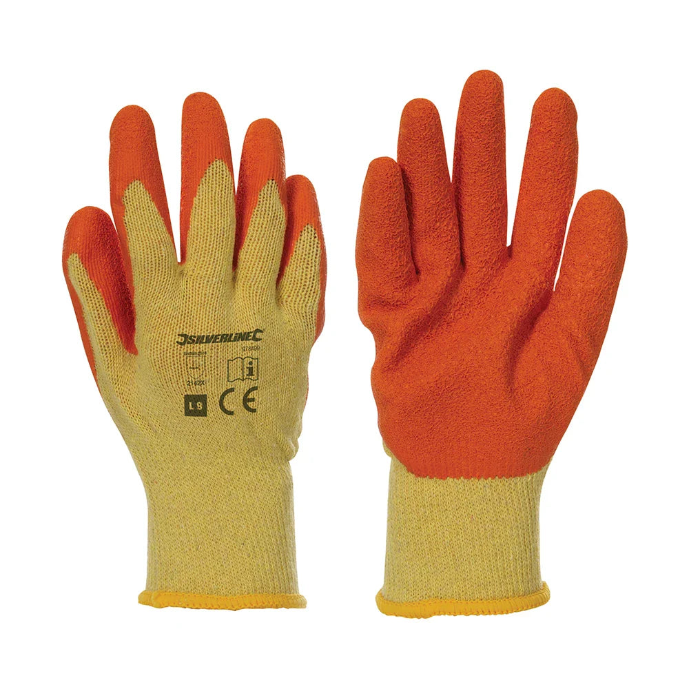 Silverline Latex Builders Gloves 12 Pairs EN388 Cut Resistant Grip Workwear