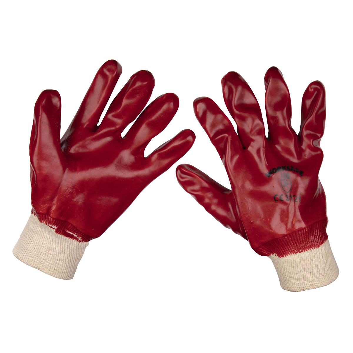 Sealey Large PVC Knit Wrist Gloves 12 Pairs Abrasion Resistant Multi-Purpose