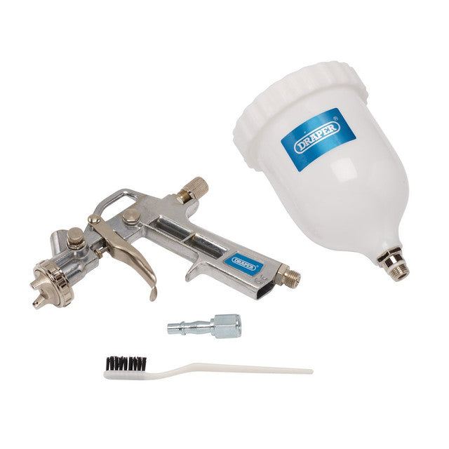 Draper Tools HVLP Gravity Feed Air Spray Gun 500ml Adjustable Flow & Fan
