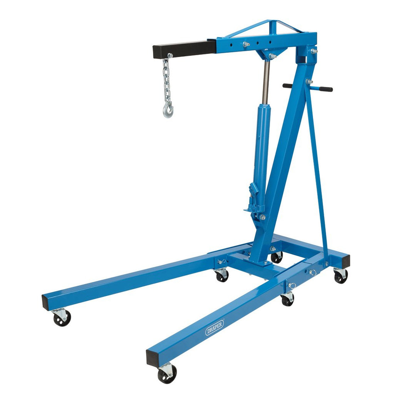 Draper Tools 1 Tonne Engine Crane Hydraulic Lift with Folding Design & Wheels