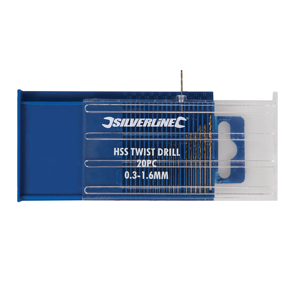 Silverline HSS Micro Drill Bit Set 20Pce for Wood Plastics Alloys Soft Metals