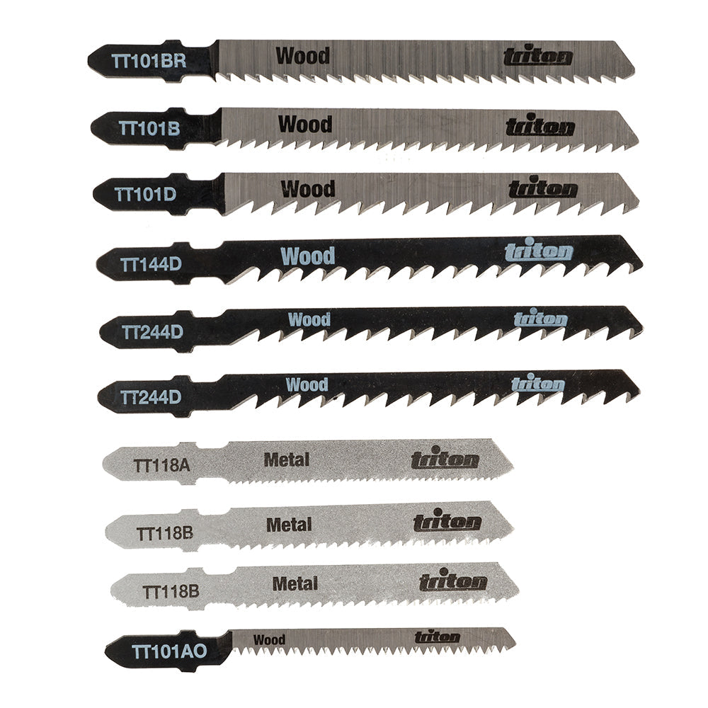 Triton Jigsaw Blade Set 10 Piece - Wood & Metal Compatible with Bayonet Fitting