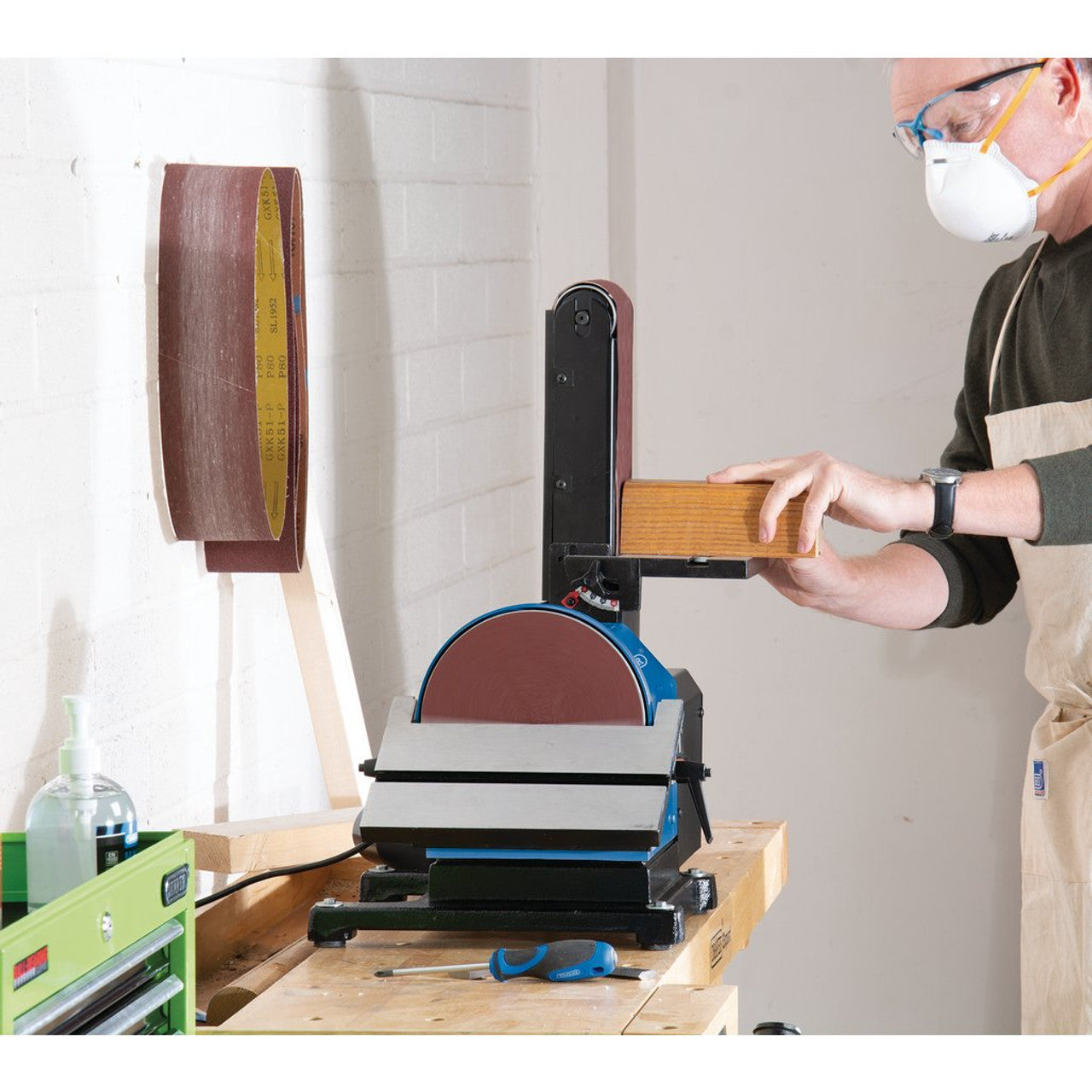 Draper Tools 230V 500W Belt and Disc Sander 100mm 200mm Adjustable Worktable