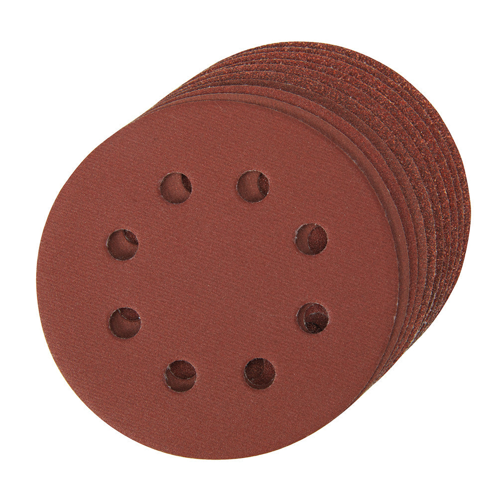 Silverline 115mm Hook & Loop Sanding Discs 10 Pack Aluminium Oxide Grits