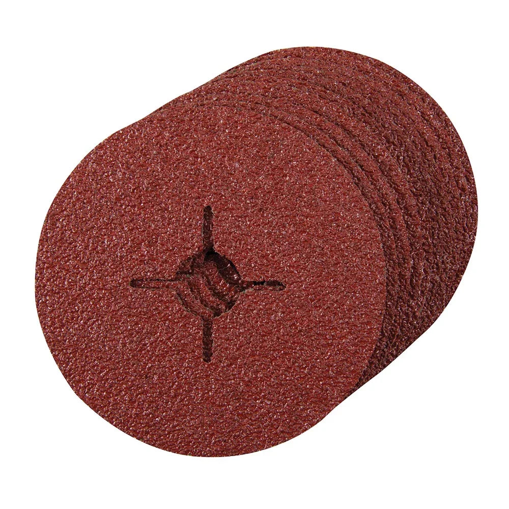 Silverline 115mm Fibre Discs 10 Pack 36 Grit Aluminium Oxide for Angle Grinders