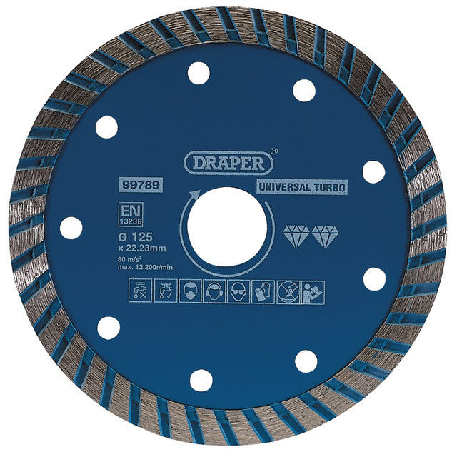 Draper Tools 125mm Turbo Diamond Blade for Granite Marble Stone Cutting