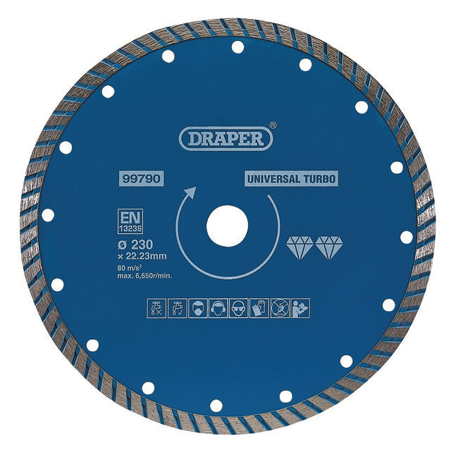 Draper Tools 230mm Turbo Diamond Blade for Granite Marble Stone Cutting