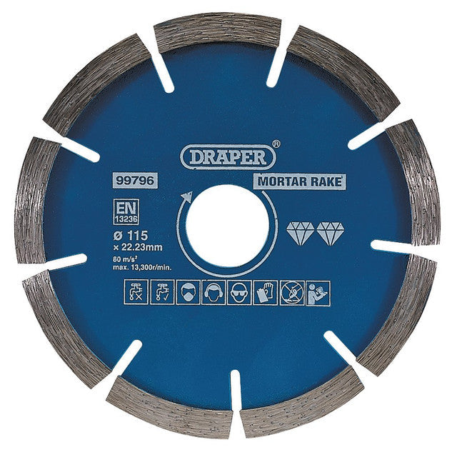 Draper Tools 115mm Mortar Raking Diamond Blade for Angle Grinders