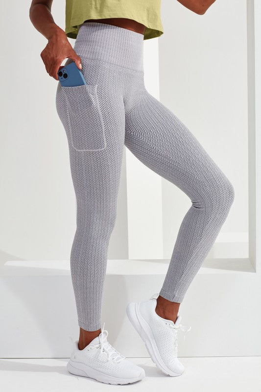 TriDri Women's Knitted City Leggings Full-Length Herringbone Soft-Stretch