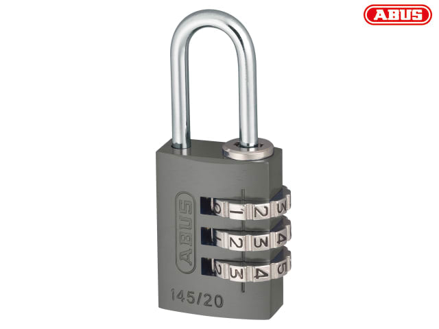 ABUS 145/20 Aluminium Combination Padlock 20mm Titanium Resettable Lock