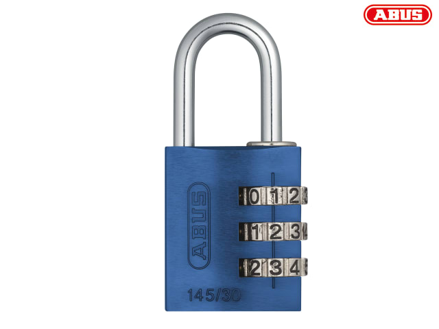 ABUS 145/30 30mm Aluminium Combination Padlock Blue Resettable 3-Digit Lock