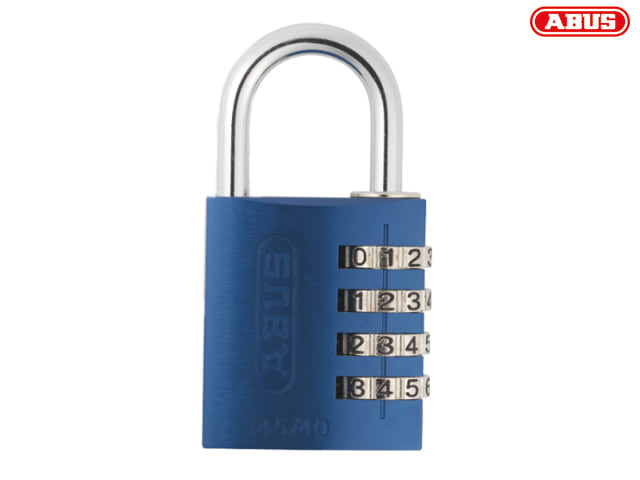 ABUS 145/40 40mm Aluminium Combination Padlock Blue 4-Digit Resettable Lock