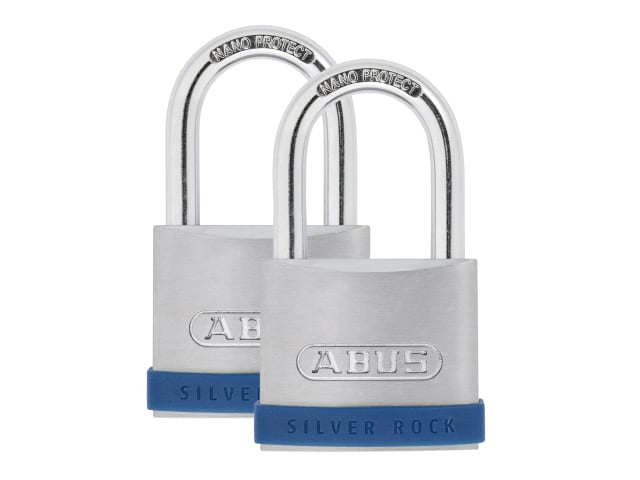 ABUS Silver Rock 5 Padlock Twin Pack 50mm High Security Zinc Shackle