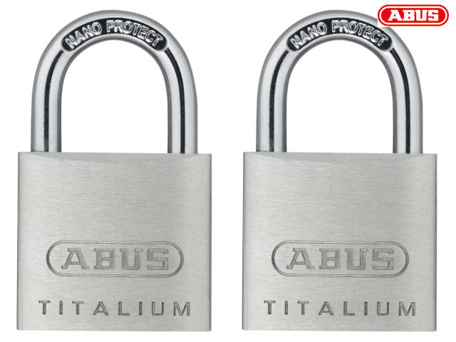 ABUS TITALIUM 64TI 30mm Padlock Twin Pack Hardened Steel Lightweight Security