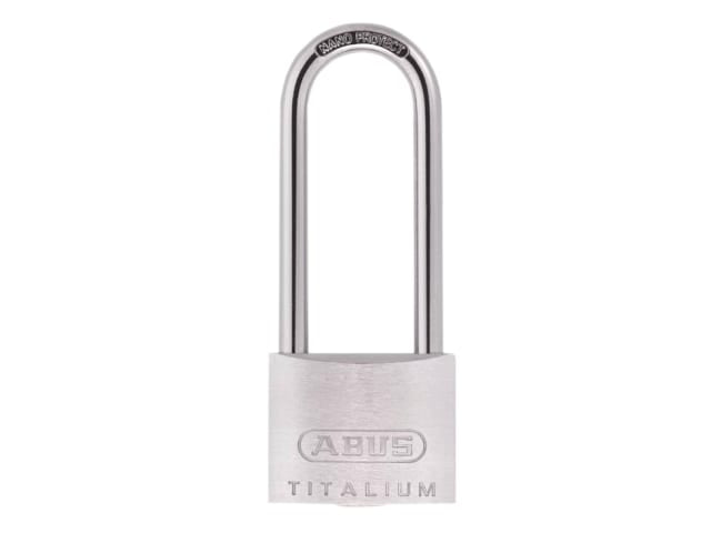 ABUS 64TI/50mm TITALIUM Padlock with 80mm Long Shackle - Lightweight & Secure