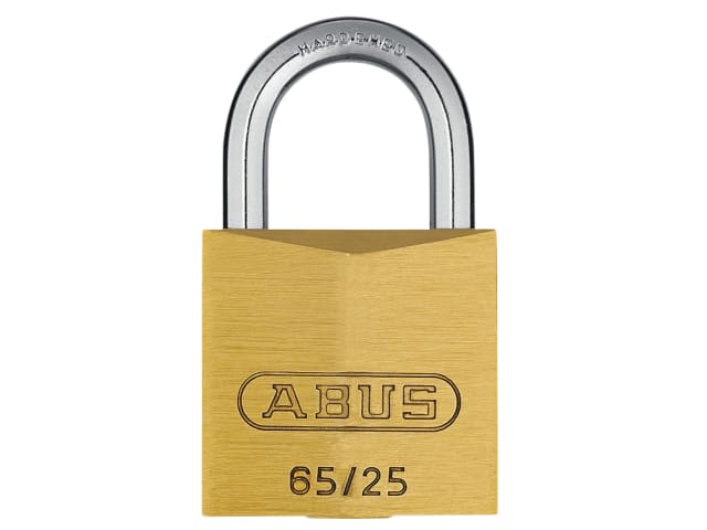 ABUS 65/25mm Brass Padlock Keyed Alike 6253 Solid Brass Body Hardened Shackle