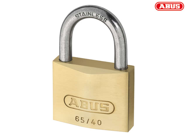 ABUS 65IB Brass Padlock 40mm Stainless Steel Shackle Marine Security Level 5