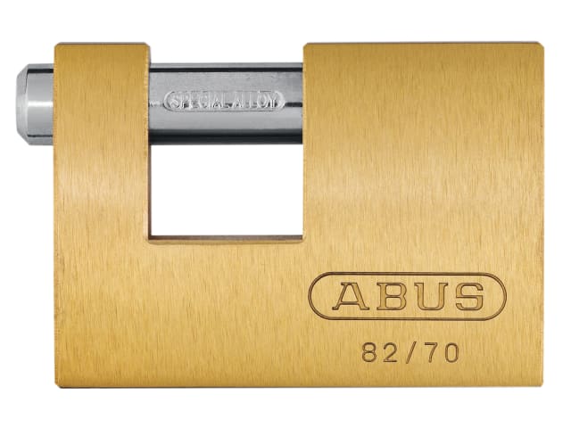 ABUS 82/70mm Monoblock Brass Shutter Padlock with Hardened Steel Shackle