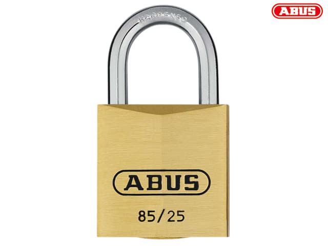 ABUS 85/25mm Brass Padlock with Hardened Steel Shackle and Anti-Pick Features