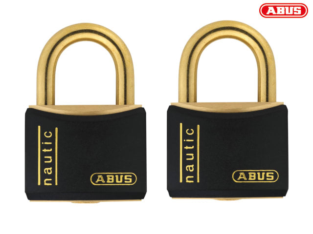 ABUS T84MB 40mm Black Rustproof Padlock Twin Pack Solid Brass Security Level 4