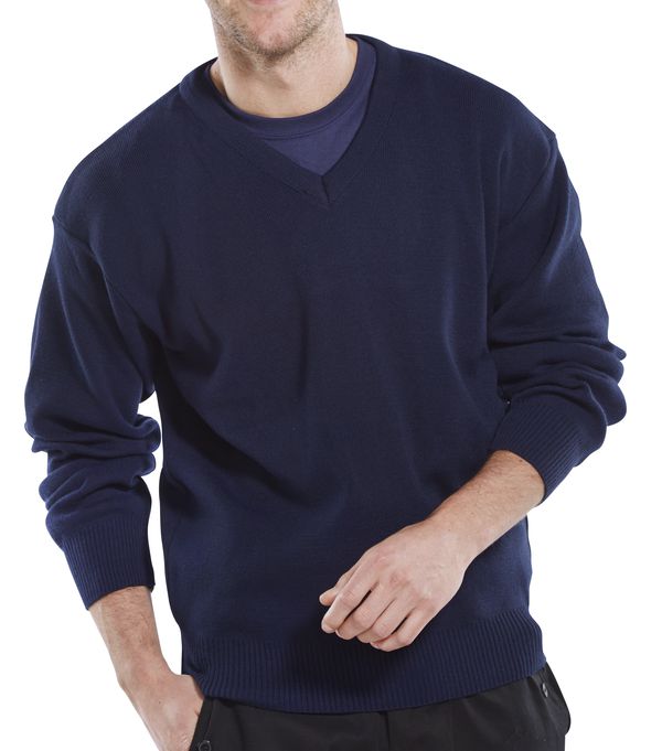 Beeswift Military Style V-Neck Acrylic Sweater Warm Thick Material 100% Acrylic