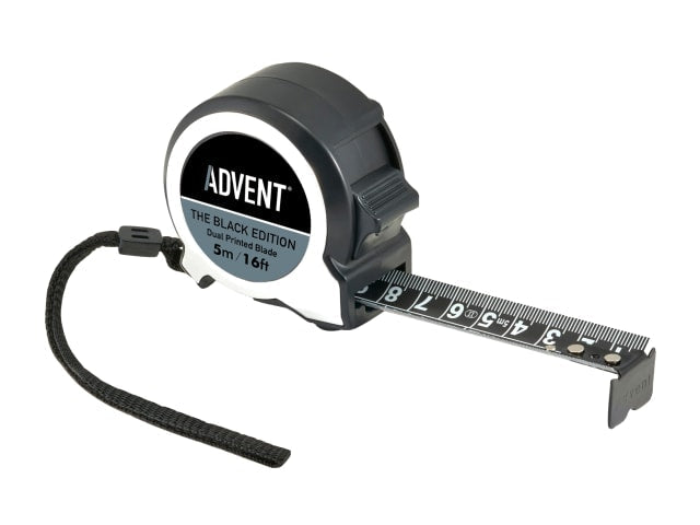 Advent Black Edition Tape Measure 5m/16ft Double-Sided Nylon 25mm Width