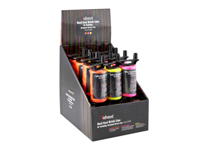 Advent Reel Eazi Brick Line Display Box of 12 High Visibility 76m/250ft