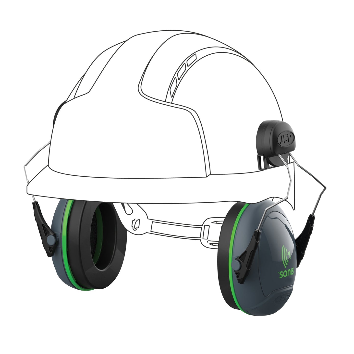JSP Sonis 1 Helmet Mounted Ear Defenders 26dB SNR Adjustable Comfort