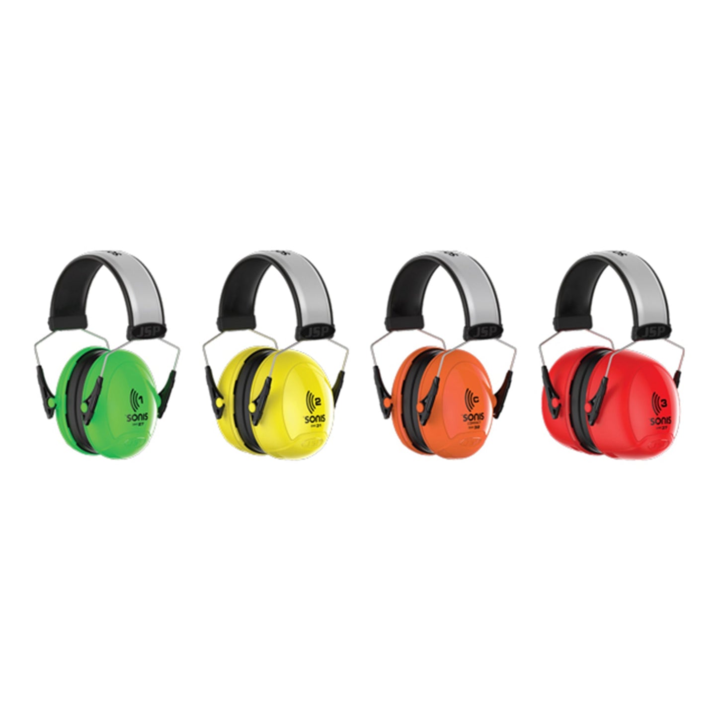 JSP Sonis Compact Low Profile Adjustable Ear Defenders 32dB SNR Extra Visibility