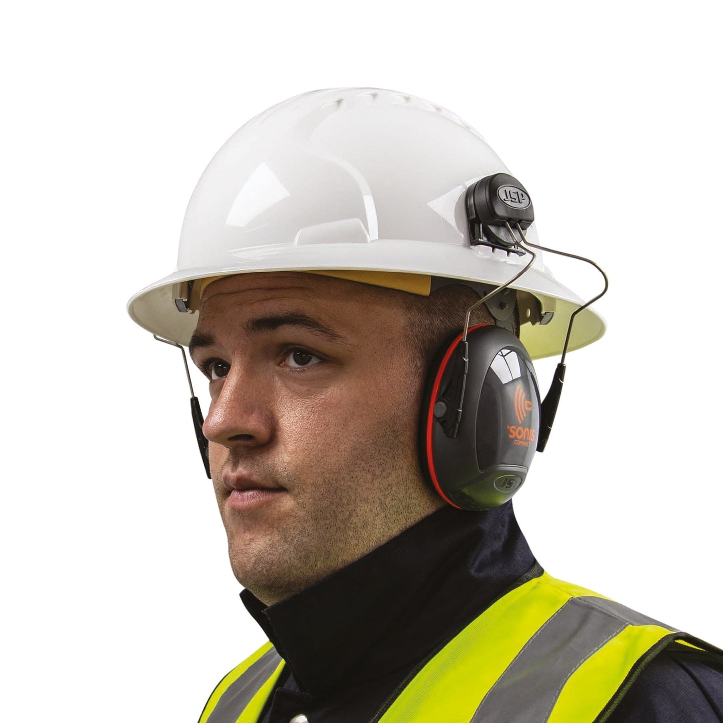 JSP Sonis Compact Full Brim Helmet Mounted Ear Defenders SNR 31dB Adjustable