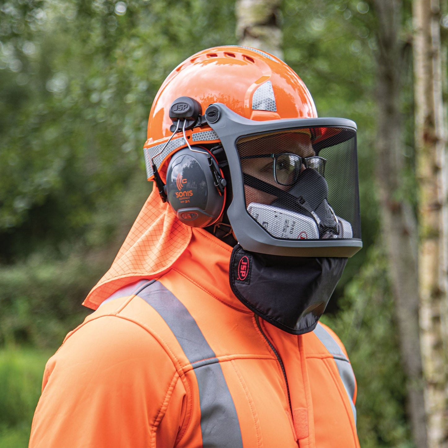 JSP EVOGuardM Forestry Throat Cover Lightweight Nylon Protection for Helmets