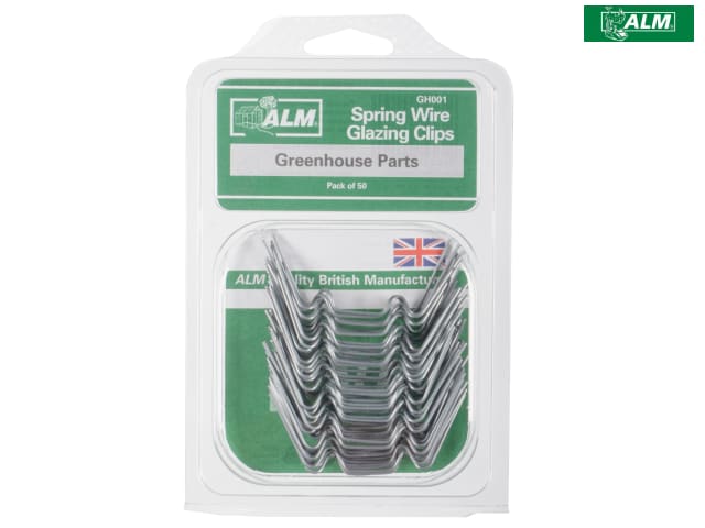 ALM Manufacturing Glazing Clips Pack of 50 Galvanised Spring Steel W Clips