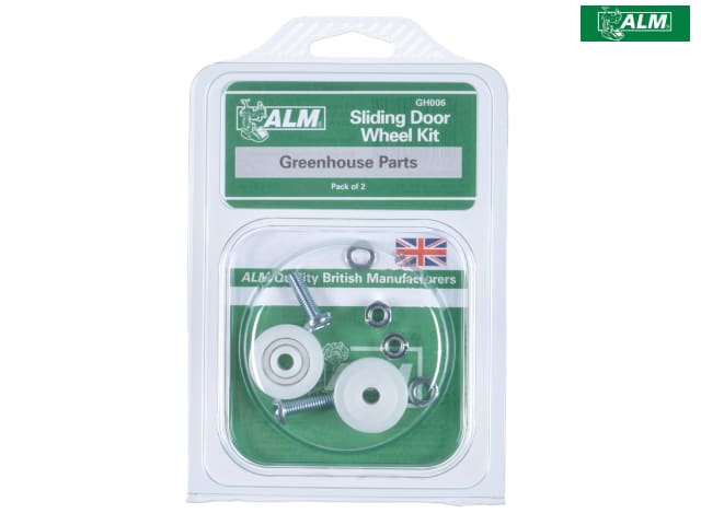 ALM GH006 Sliding Door Wheel Kit 2 x 28mm Nylon Wheels for Greenhouses