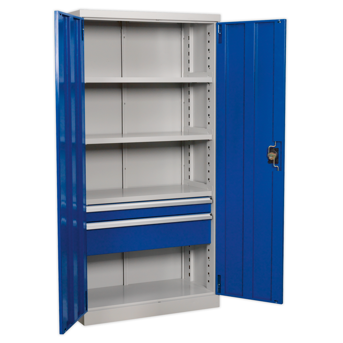 Sealey Industrial Cabinet 2 Drawer 3 Shelf 1800mm Heavy-Duty Storage Unit