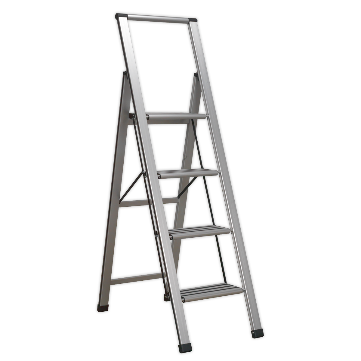 Sealey 4-Step Aluminium Folding Step Ladder 150kg Capacity Anti-Slip Rubber