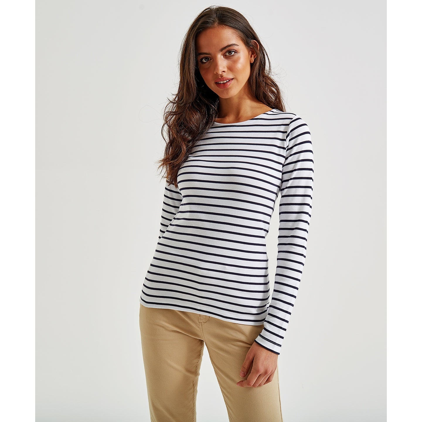 Asquith & Fox Women's Coastal Long Sleeve Marinière Tee Soft Cotton Fit