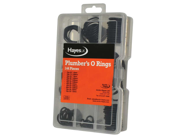 Arctic Hayes 144 Piece Plumber's O-Ring Kit with Storage Box, Assorted Sizes