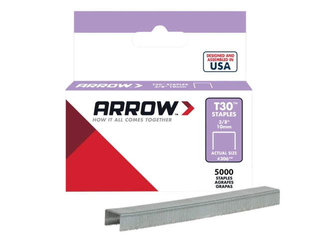 Arrow T30 Staples 10mm for T30 T32 HT30 Hammer Tacker Box of 5000