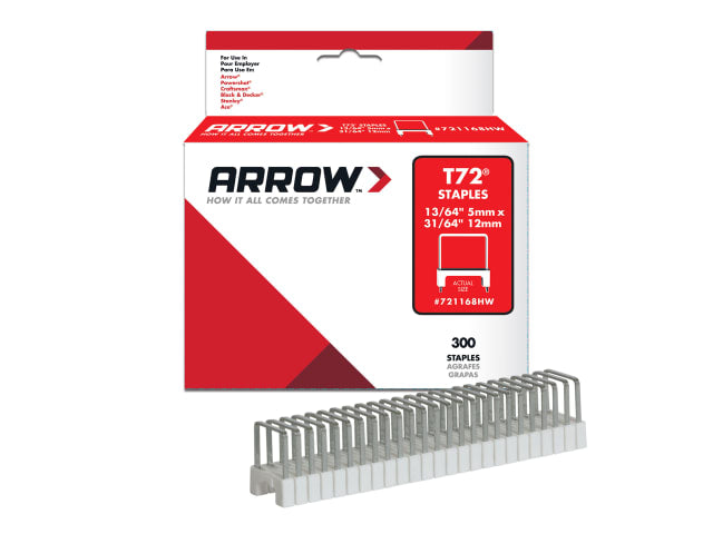 Arrow T72 Clear Insulated Staples 5x12mm for Wiring Pack of 300
