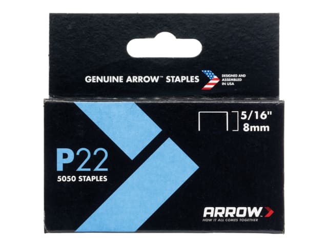 Arrow P22 Staples 8mm 5/16in for Plier Staple Gun Box of 5050