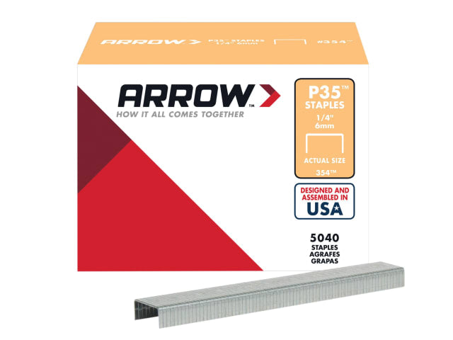 Arrow P35 Staples 6mm 1/4in for Heavy-Duty Plier Stapler Box of 5040