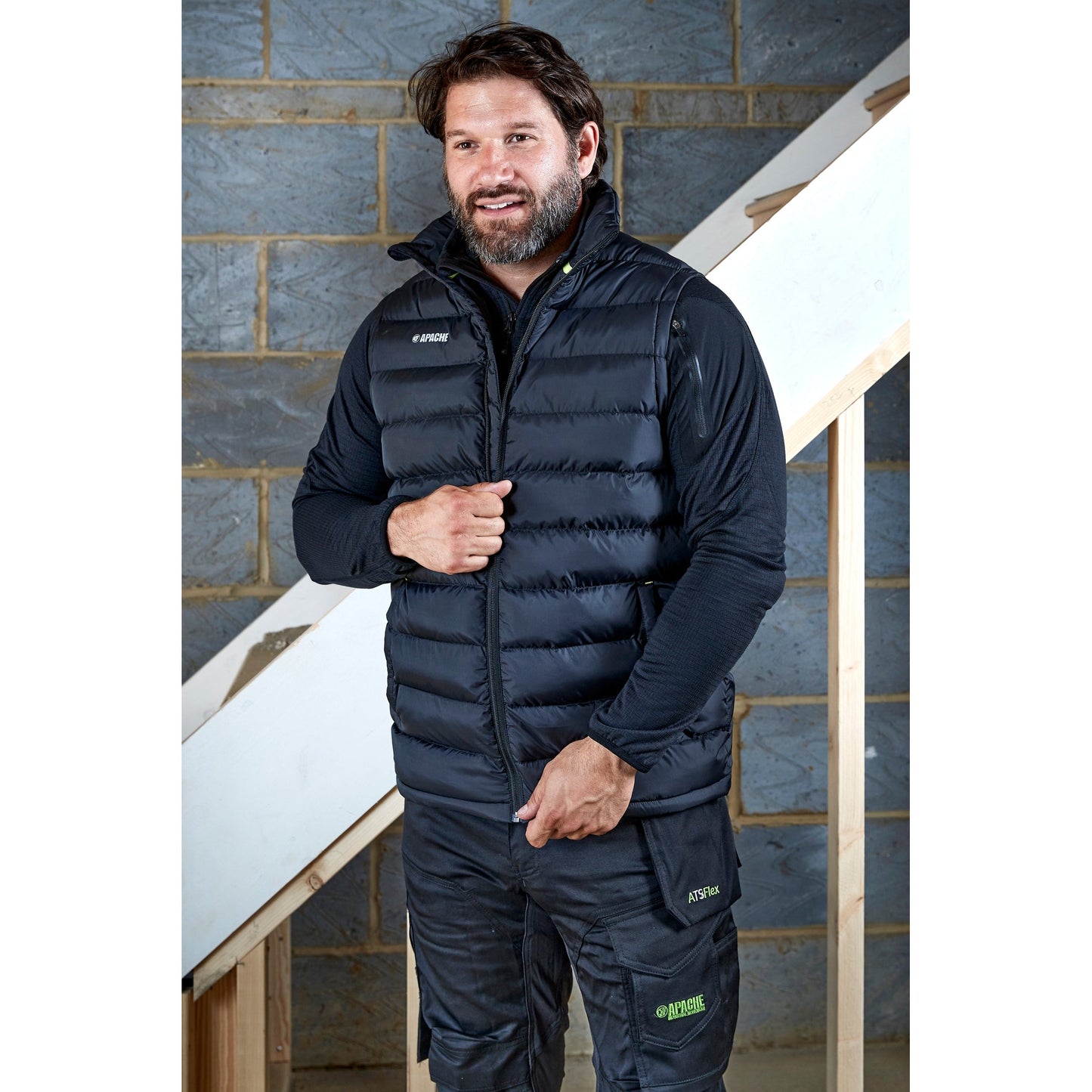 Apache ATS Gilet Wind Resistant Quilted Jacket with Pockets for Men