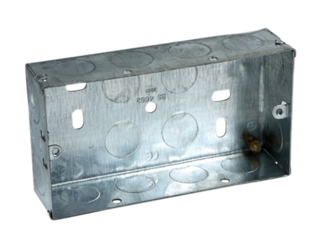 Axiom 25mm Metal Twin Socket Box Pack of 5 Durable Pre-Galvanised Steel